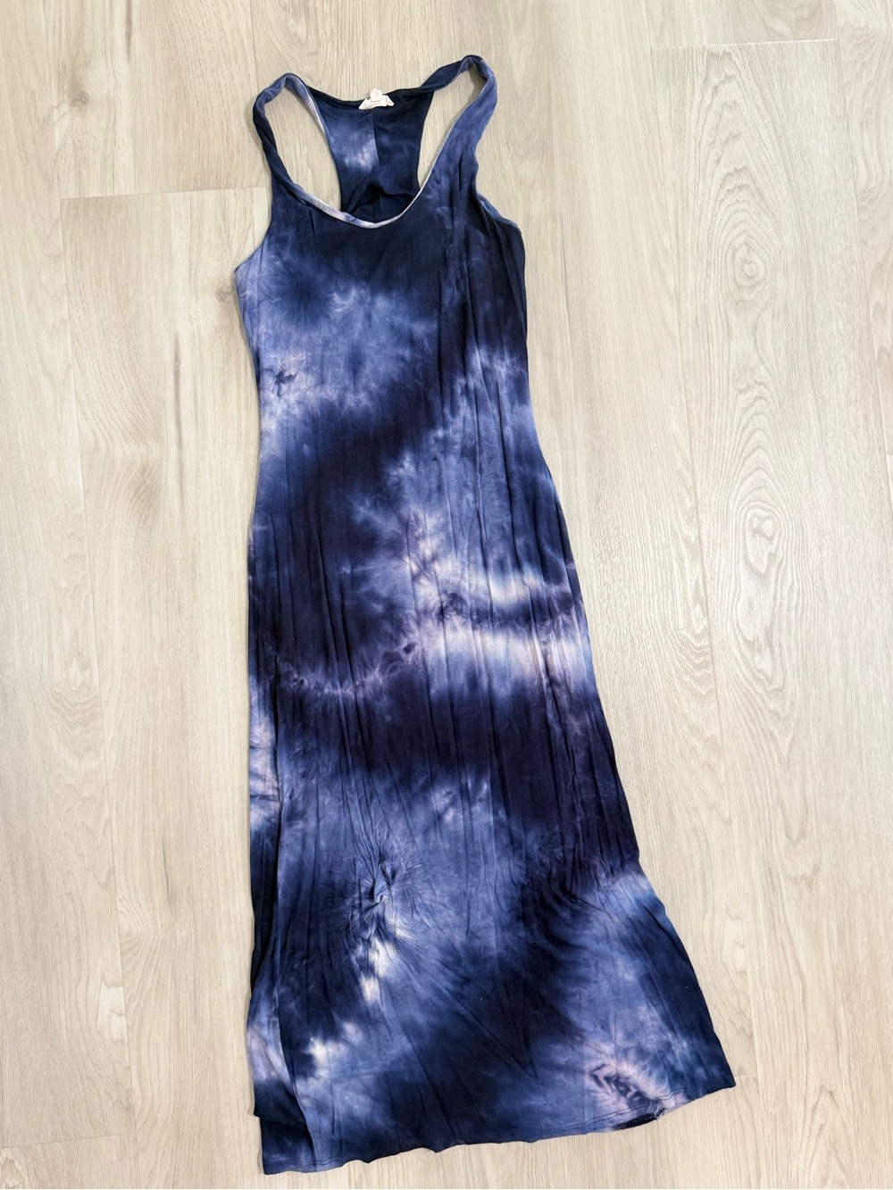 See You Monday Navy and White Tie-Dye Racerback Maxi Dress